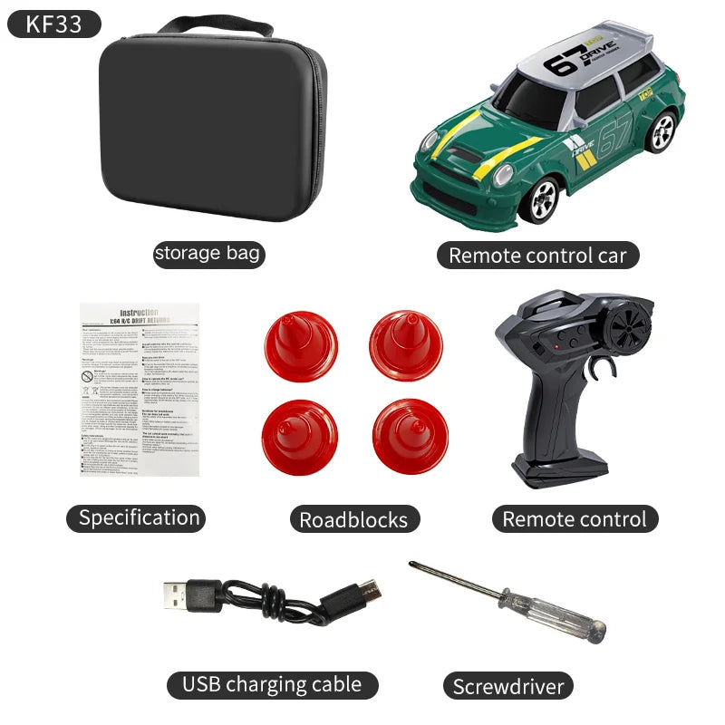 2025 New Kf20 1:64 Drift Rc Car Four-Wheel Remote-Controlled Racing Car Full Proportions Desk Competition Toy Boys Ideal Gifts.
